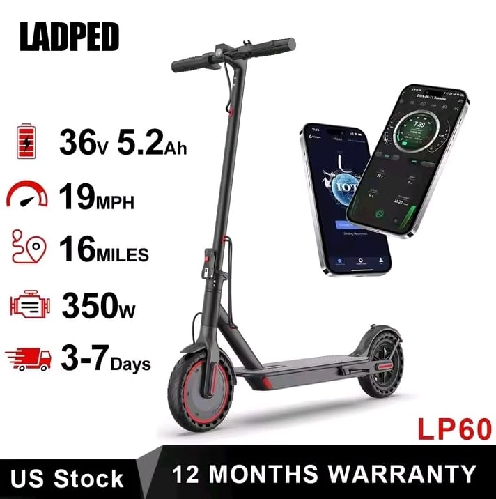 LP60 Smart E-Scooter: 350W, 19mph, Foldable, APP Control