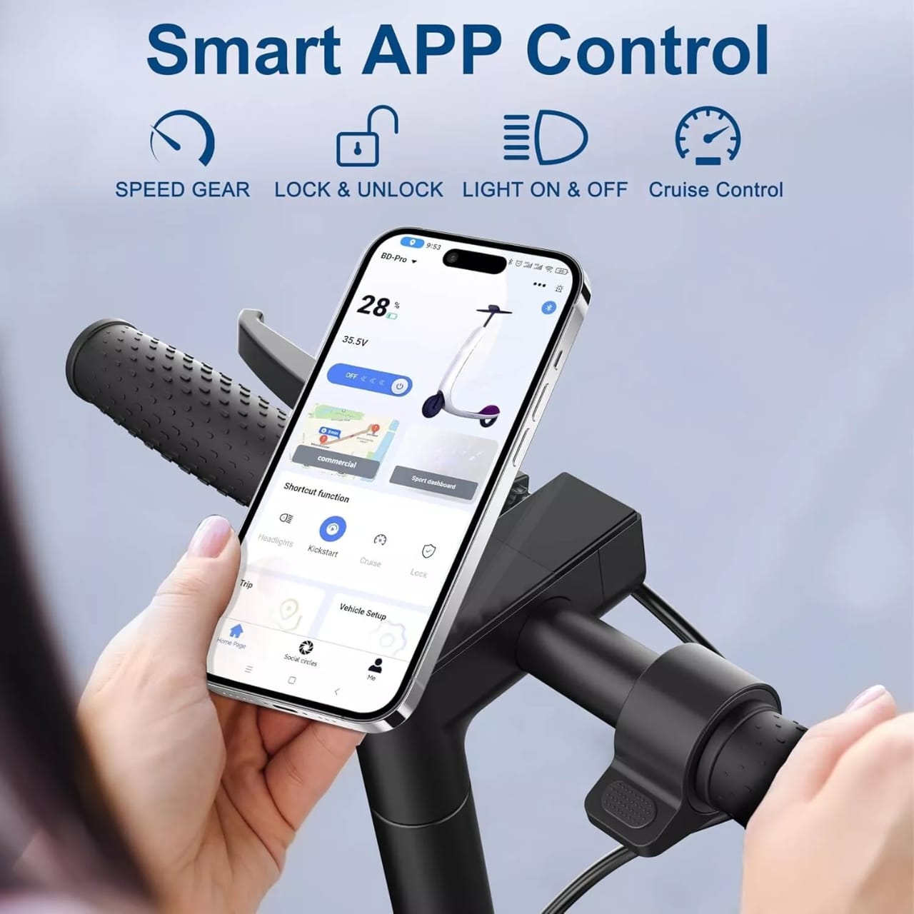 LP60 Smart E-Scooter: 350W, 19mph, Foldable, APP Control