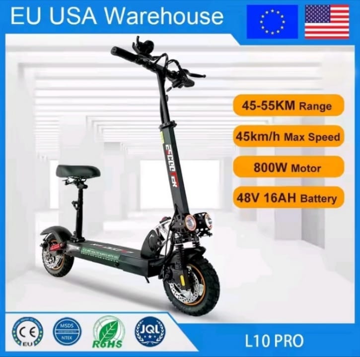 L10PRO 800W Electric Scooter - 45KM/H, 55KM Range, Off-Road Tires