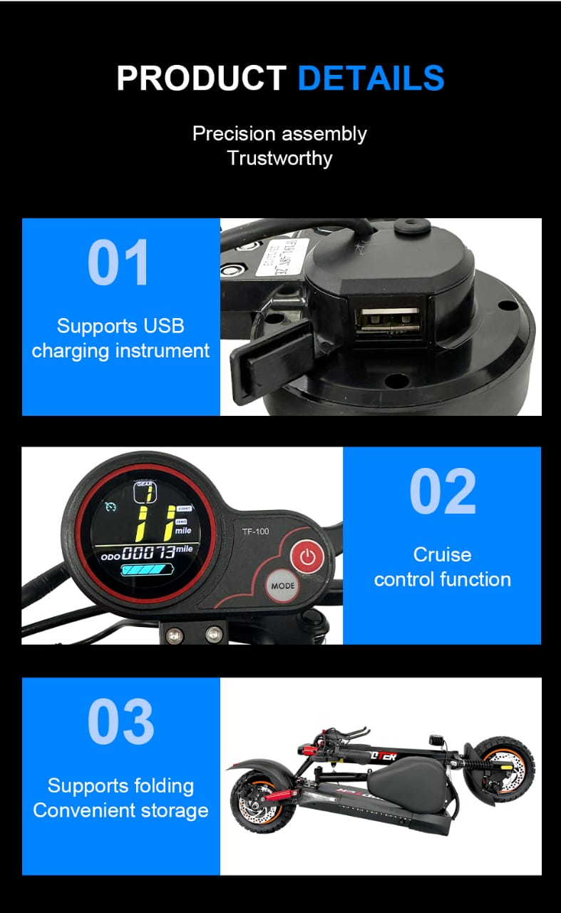 L10PRO 800W Electric Scooter - 45KM/H, 55KM Range, Off-Road Tires